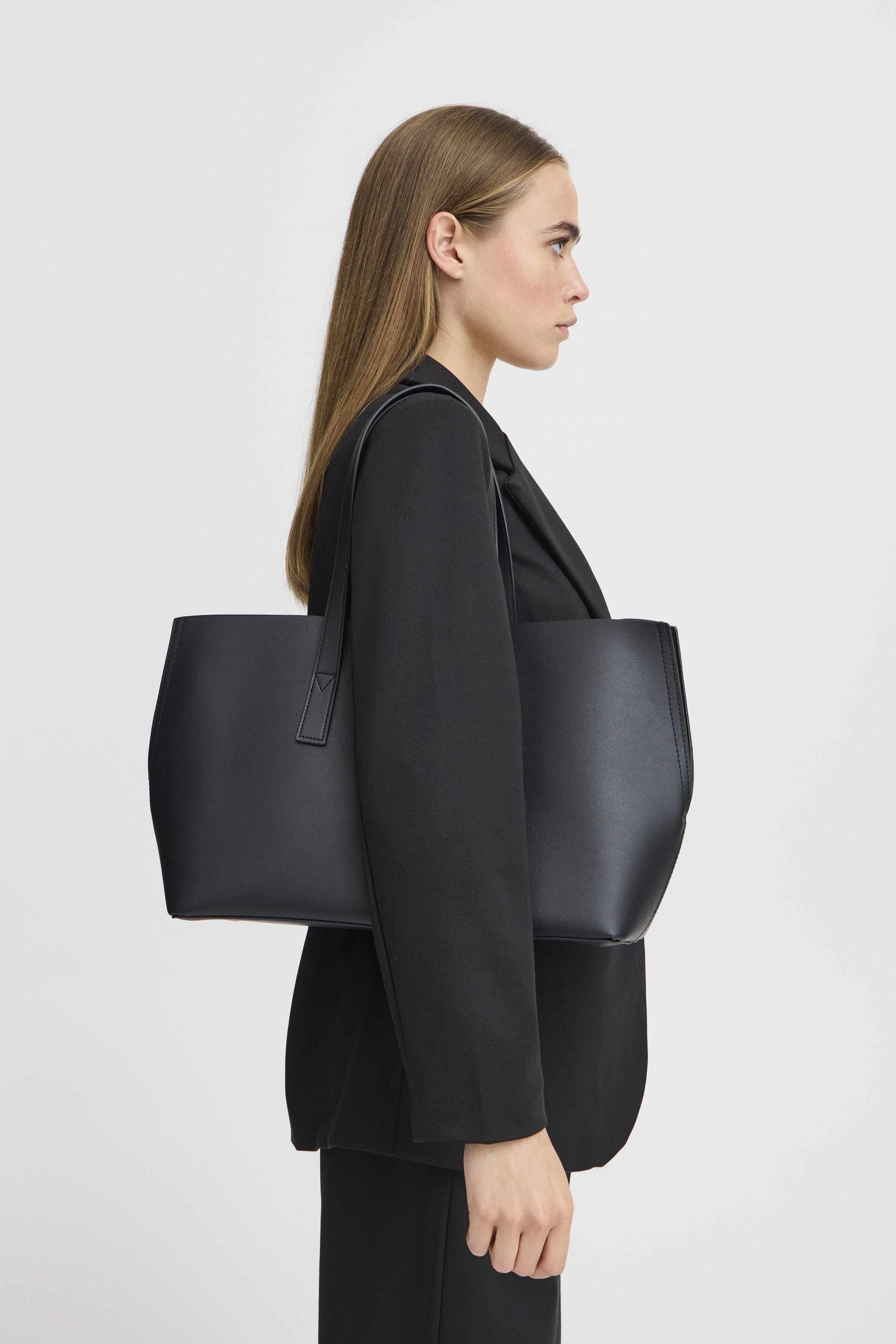 Black structured tote bag store