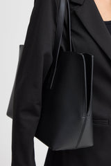 STRUCTURED BLACK TOTE BAG Accessories ICHI 