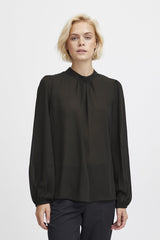 ELEGANT BLACK SHEER BLOUSE Top ICHI 