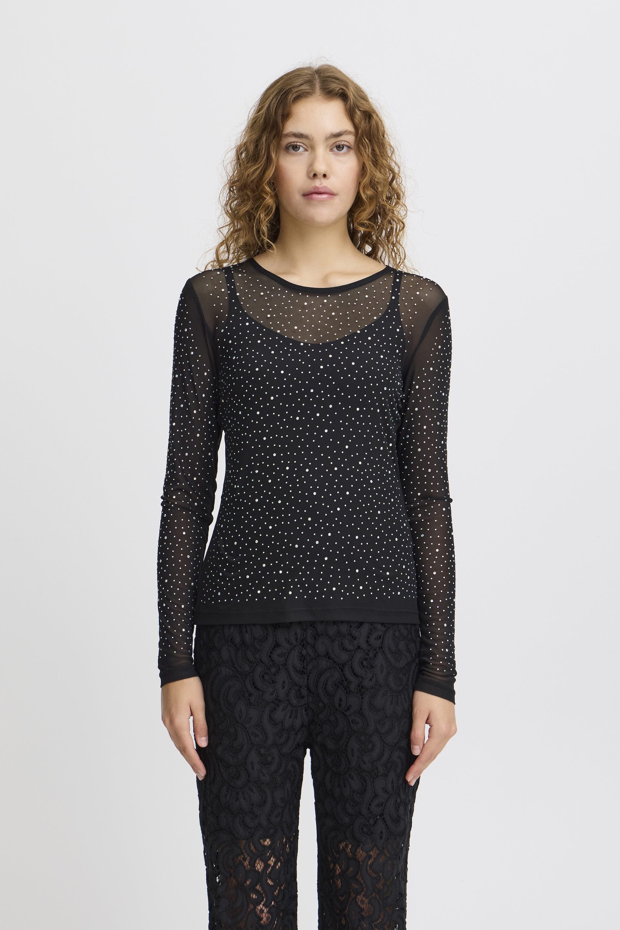 JEWELLED MESH TOP Top ICHI 