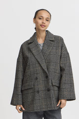 RELAXED FIT PLAID COAT Jacket B YOUNG 