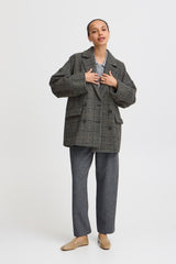 RELAXED FIT PLAID COAT Jacket B YOUNG 