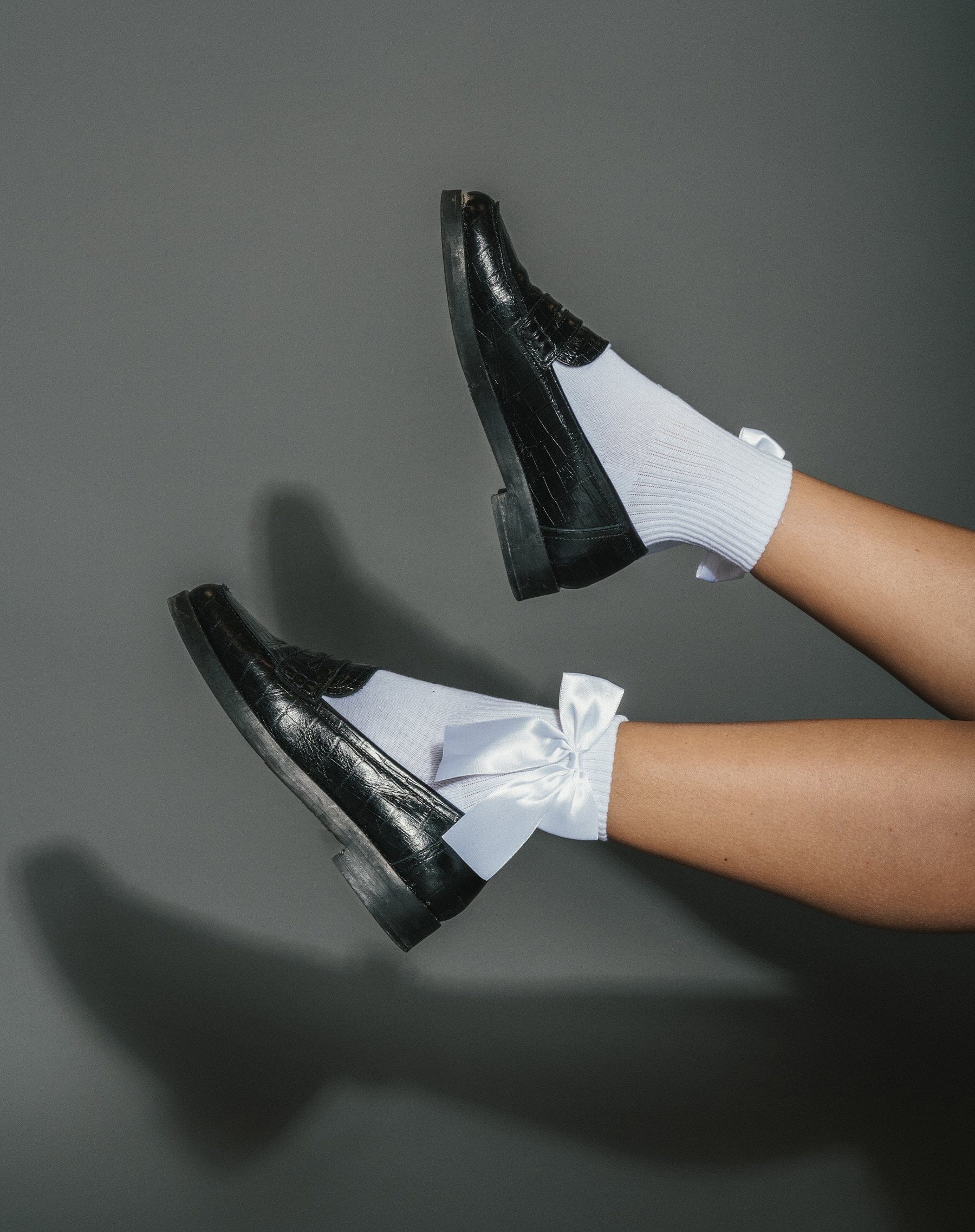 WHITE SATIN BOW SOCKS Accessories BRUNETTE 