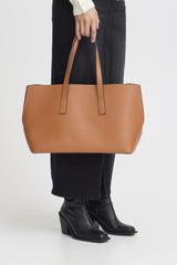 STRUCTURED COGNAC TOTE BAG Accessories ICHI 