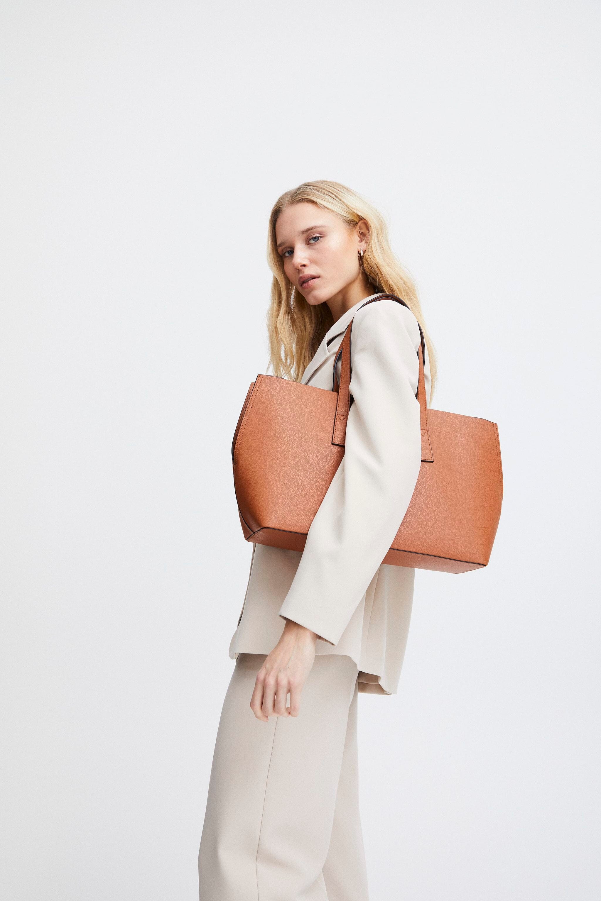 STRUCTURED COGNAC TOTE BAG Accessories ICHI 