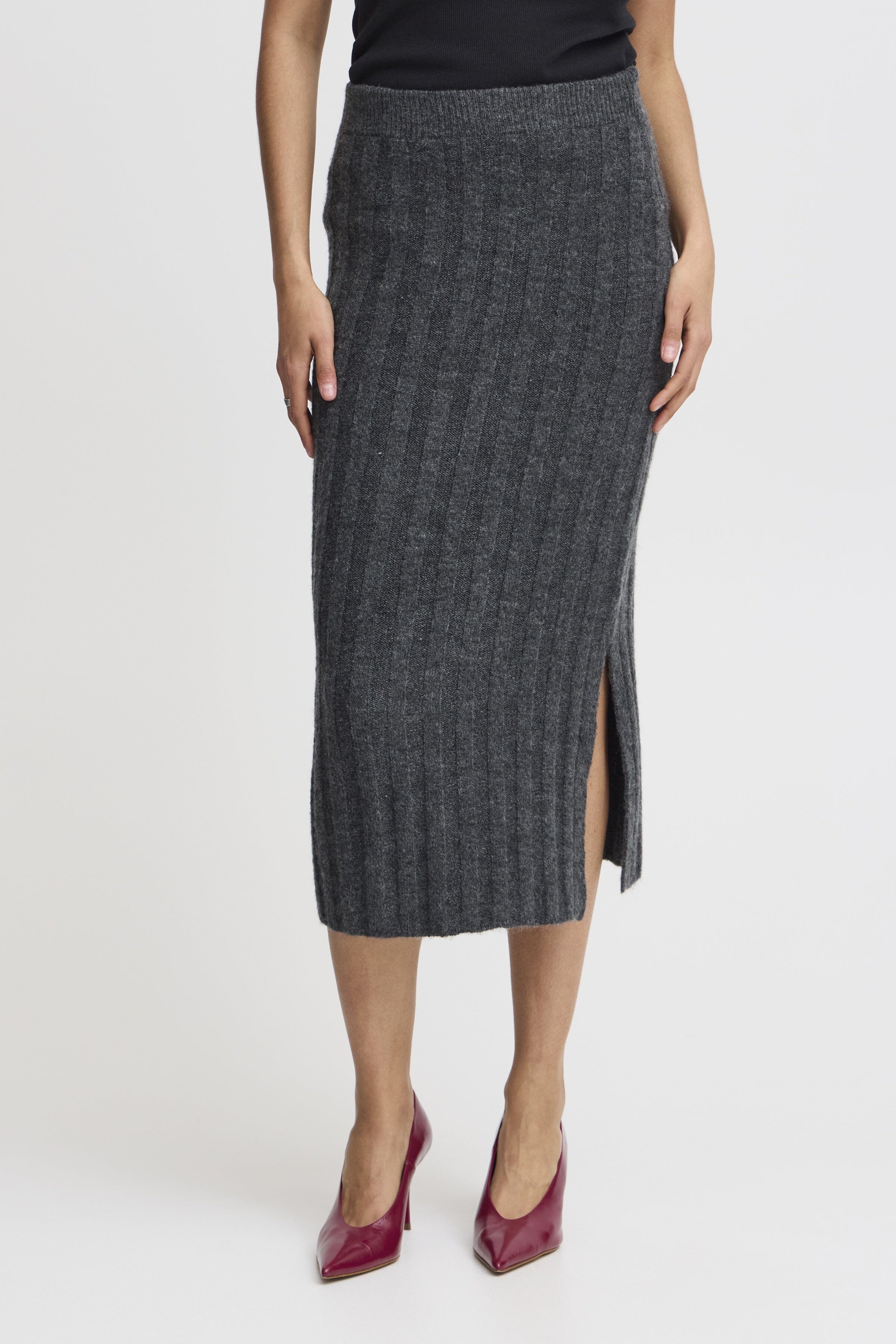 DARK GREY KNIT MIDI SKIRT Skirt B YOUNG 