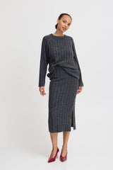 DARK GREY KNIT MIDI SKIRT Skirt B YOUNG 