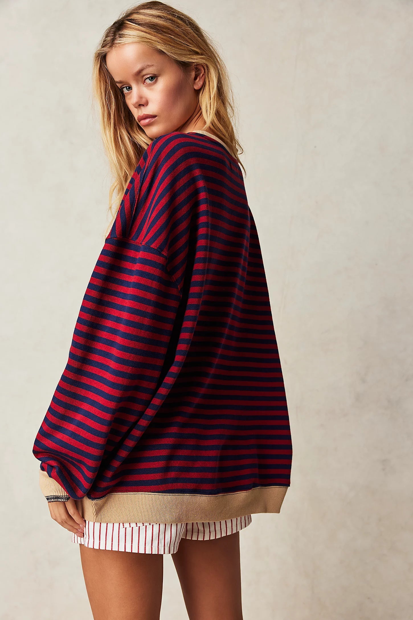 CLASSIC STRIPED OVERSIZED CREWNECK (NAUTICAL) Sweater FREE PEOPLE 