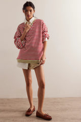 CLASSIC STRIPED OVERSIZED CREWNECK (CHERRY) General FREE PEOPLE 