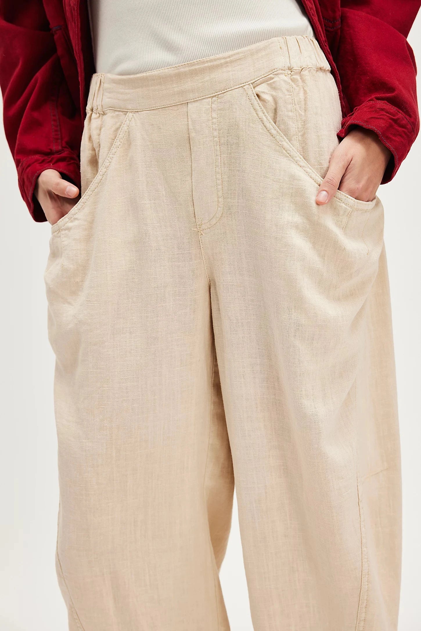 FREE PEOPLE HIGH ROAD BARREL (CREAM) PANT FREE PEOPLE 