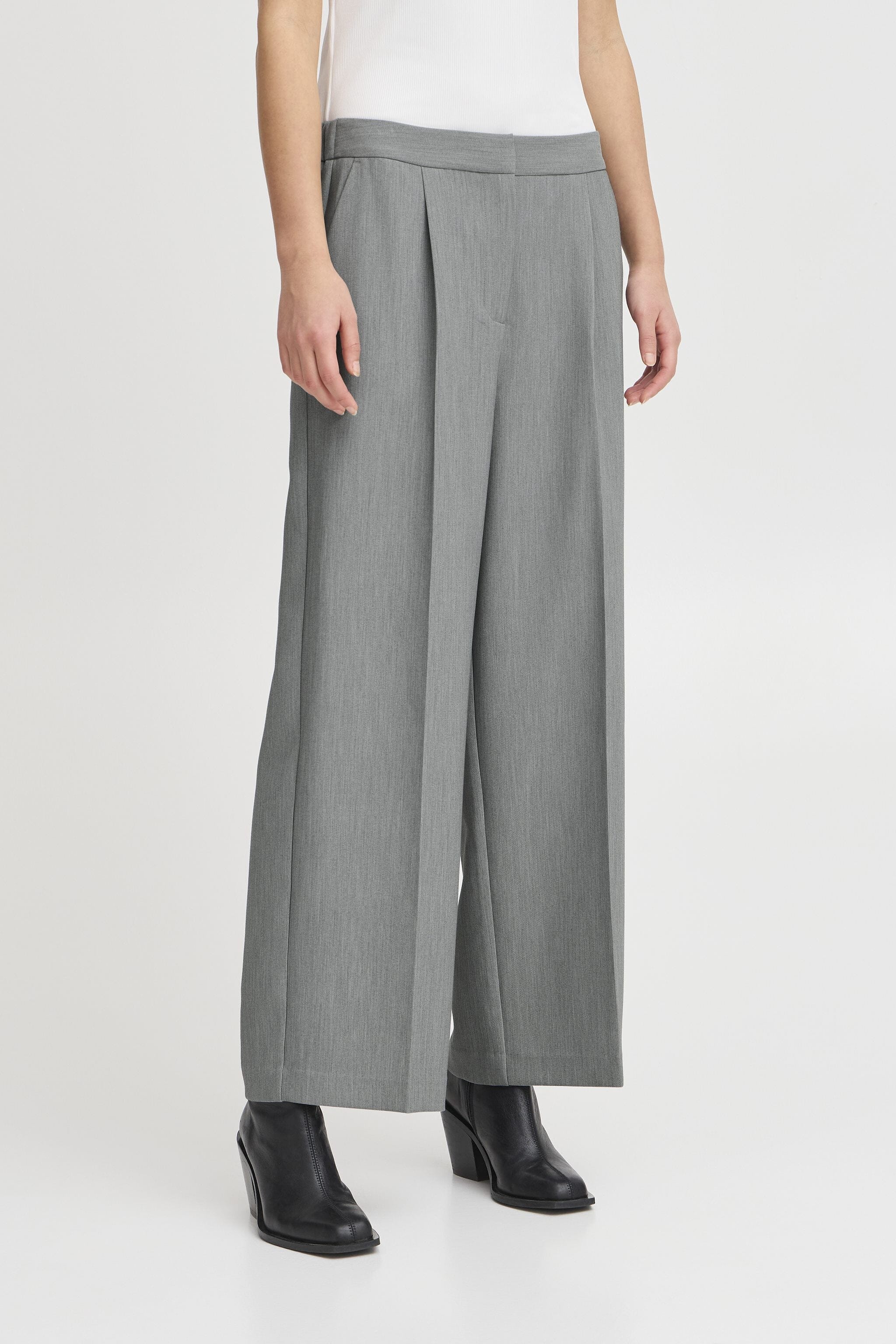 GREY ELASTIC WAIST TROUSER PANT ICHI 