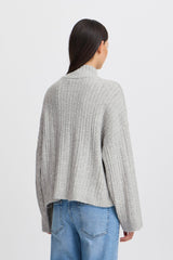 GREY CABLE KNIT TURTLENECK SWEATER Sweater ICHI 