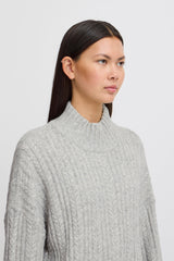 GREY CABLE KNIT TURTLENECK SWEATER Sweater ICHI 