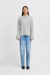 GREY CABLE KNIT TURTLENECK SWEATER Sweater ICHI 