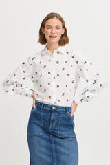 WHITE EMBROIDERED SHIRT Top B YOUNG 