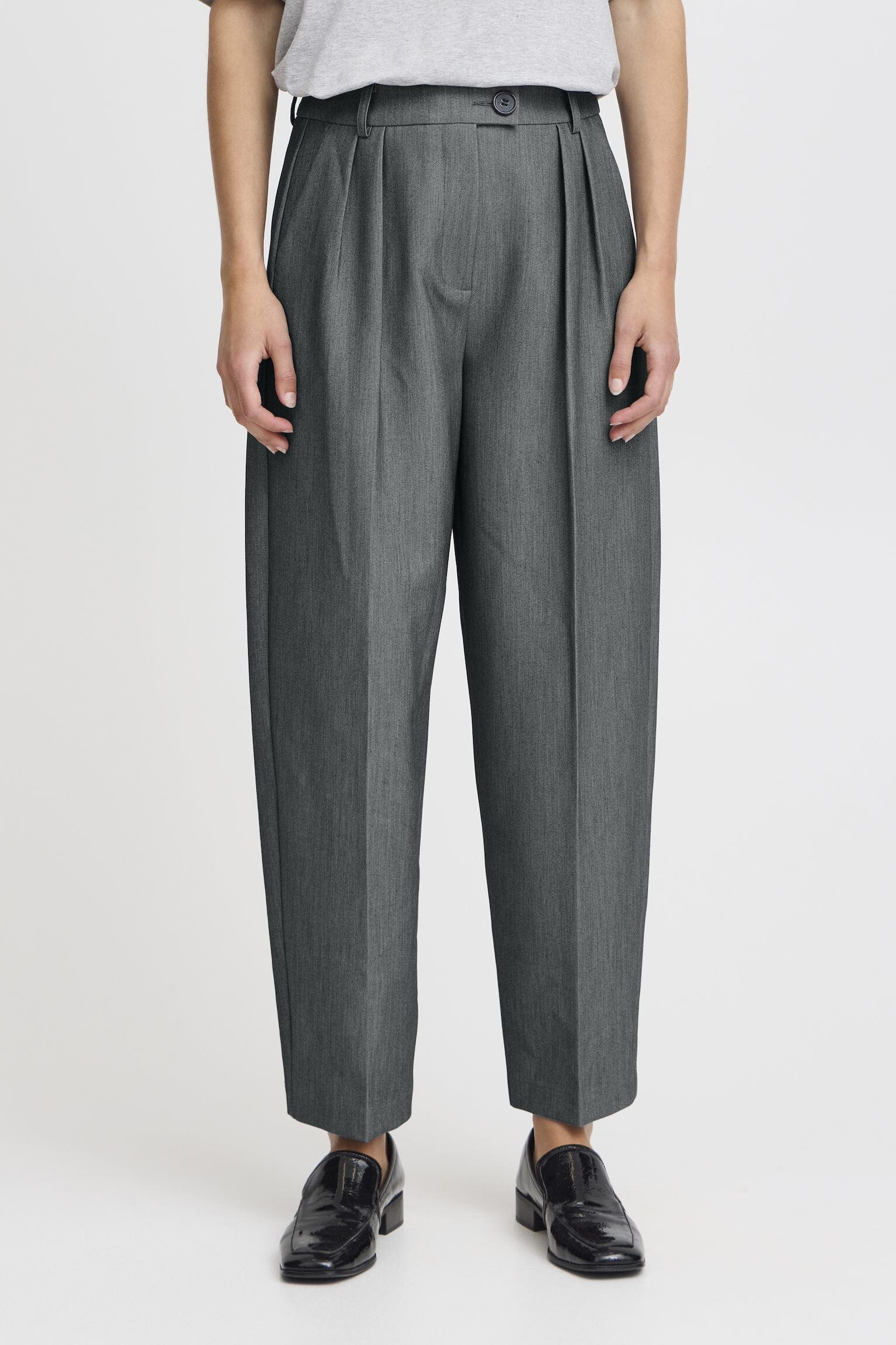 GREY PLEATED WORK TROUSER PANT B YOUNG 