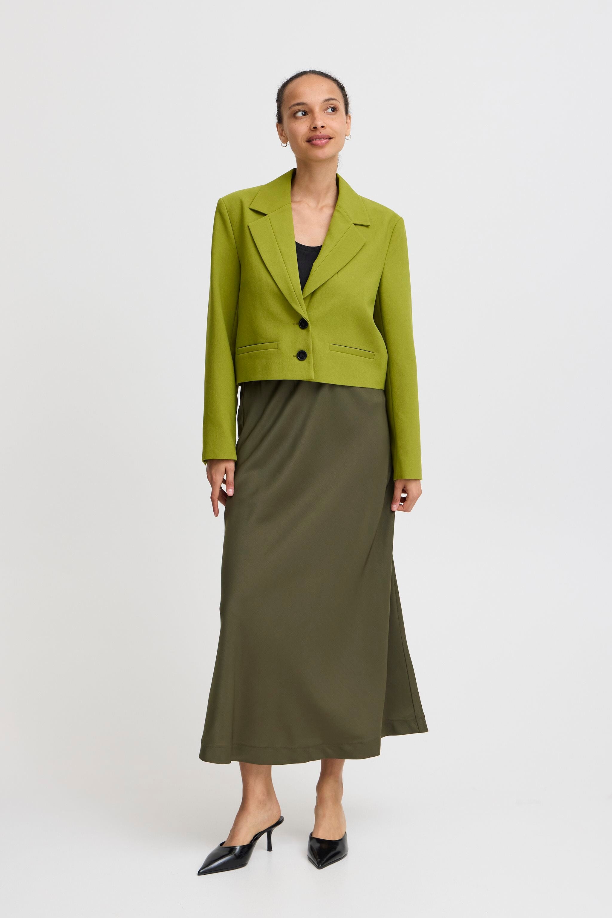 OLIVE SILKY MIDI SKIRT Skirt B YOUNG 