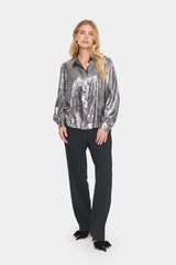 ELEVATED SILVER BUTTON DOWN BLOUSE Top saint tropez 