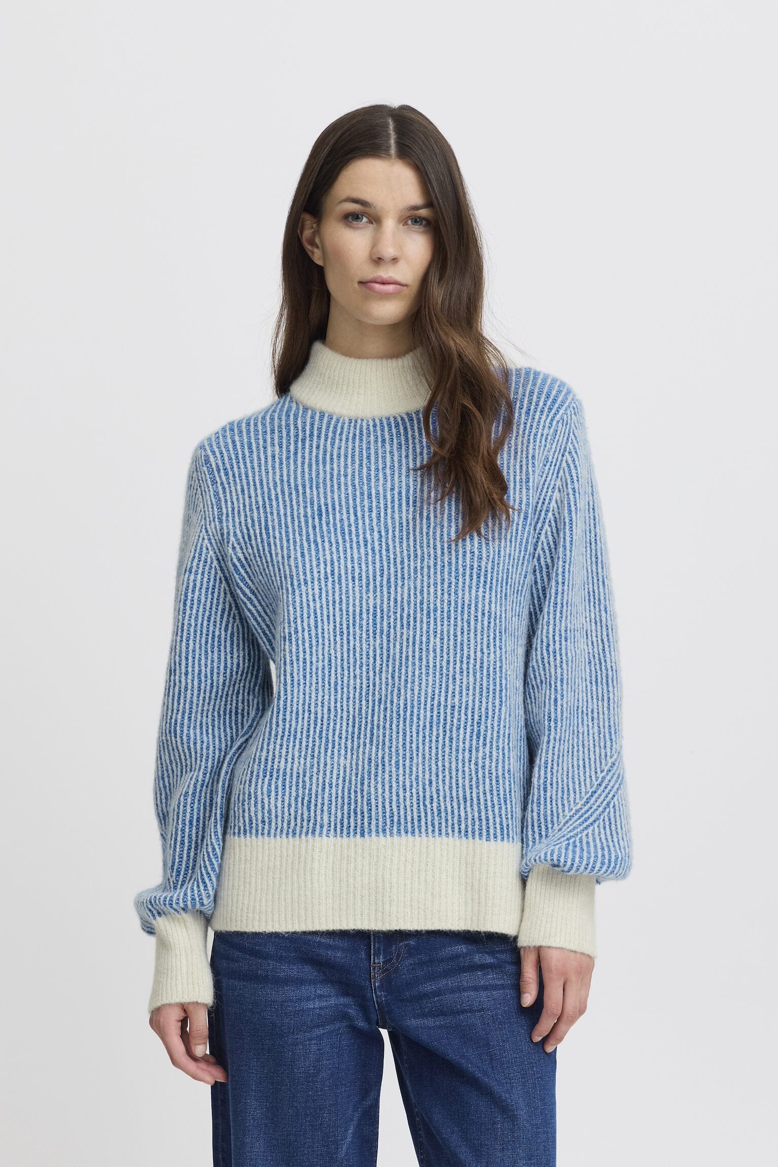 RELAXED FIT FUZZY BLUE SWEATER Sweater ICHI 