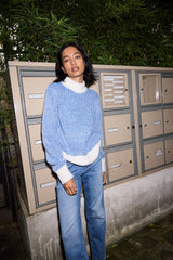 RELAXED FIT FUZZY BLUE SWEATER Sweater ICHI 