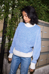 RELAXED FIT FUZZY BLUE SWEATER Sweater ICHI 