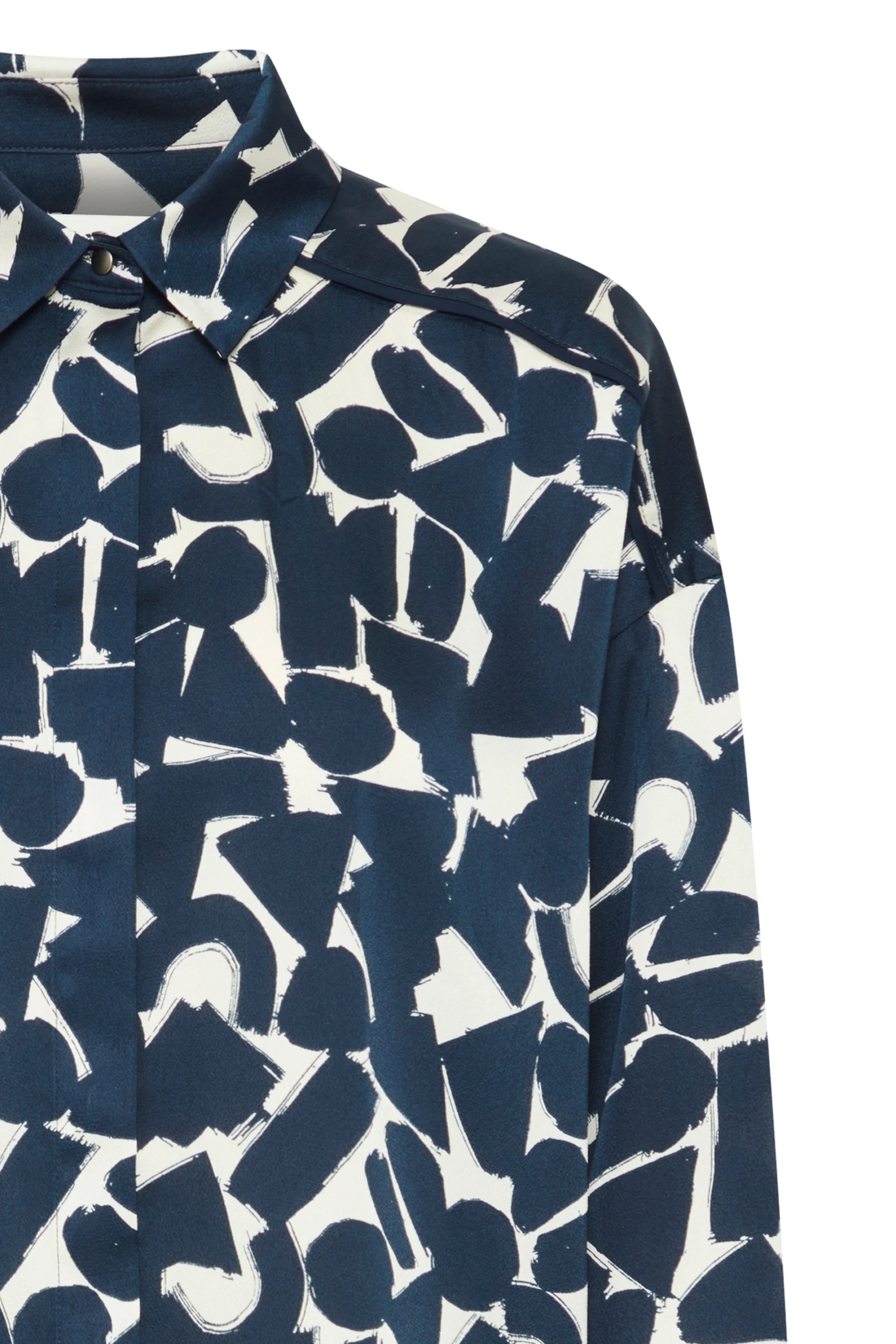 NAVY ABSTRACT PRINT BLOUSE Top ICHI 