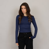 ROXI NAVY SMOOTHING LONG SLEEVE Top SECOND SKIN 