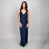 NAVY SILKY MAXI DRESS Dress RD STYLE 