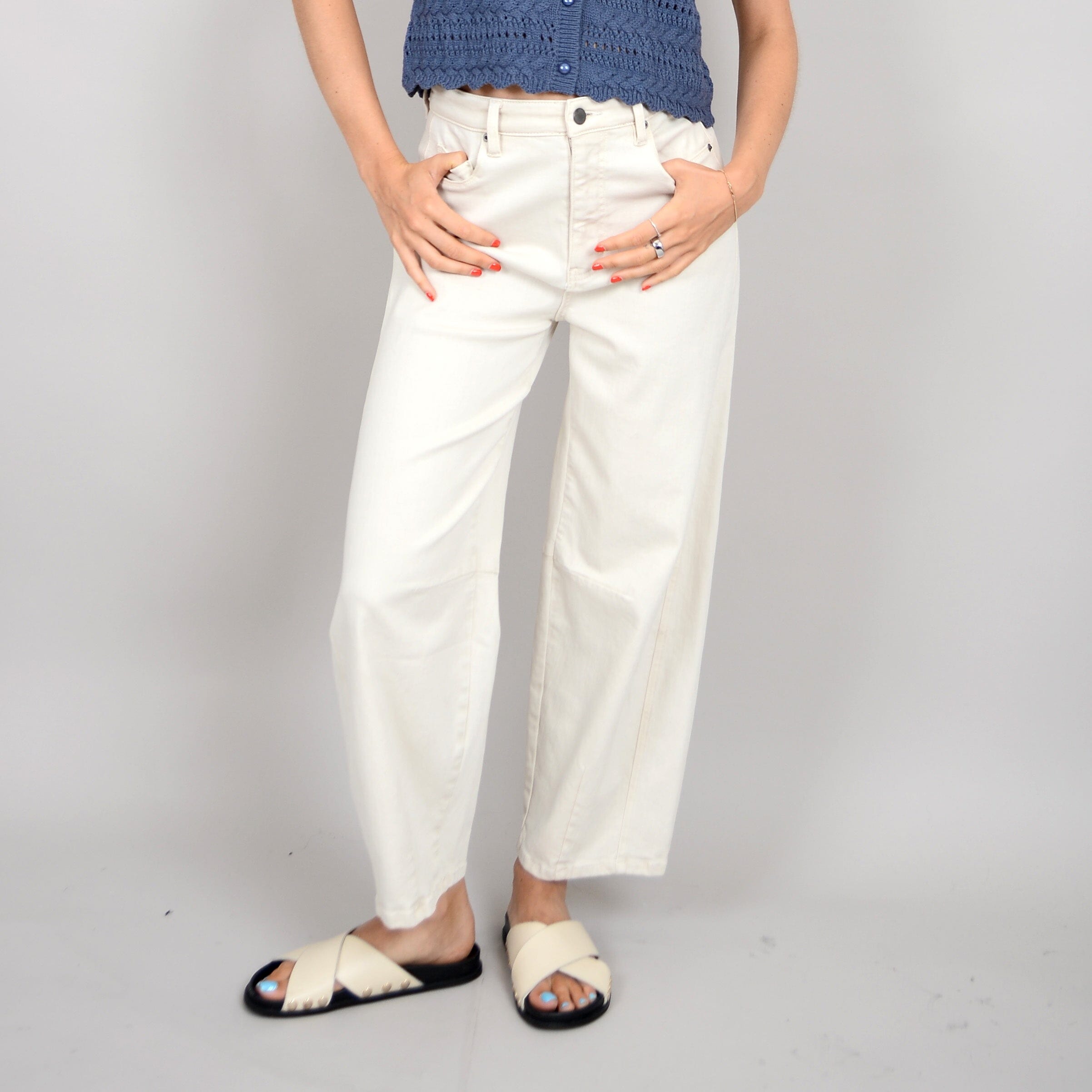 CREAM BARREL JEANS PANT RD STYLE 