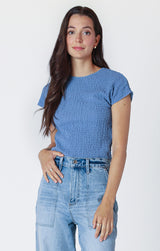 BLUE TEXTURED TEE Top Dex 