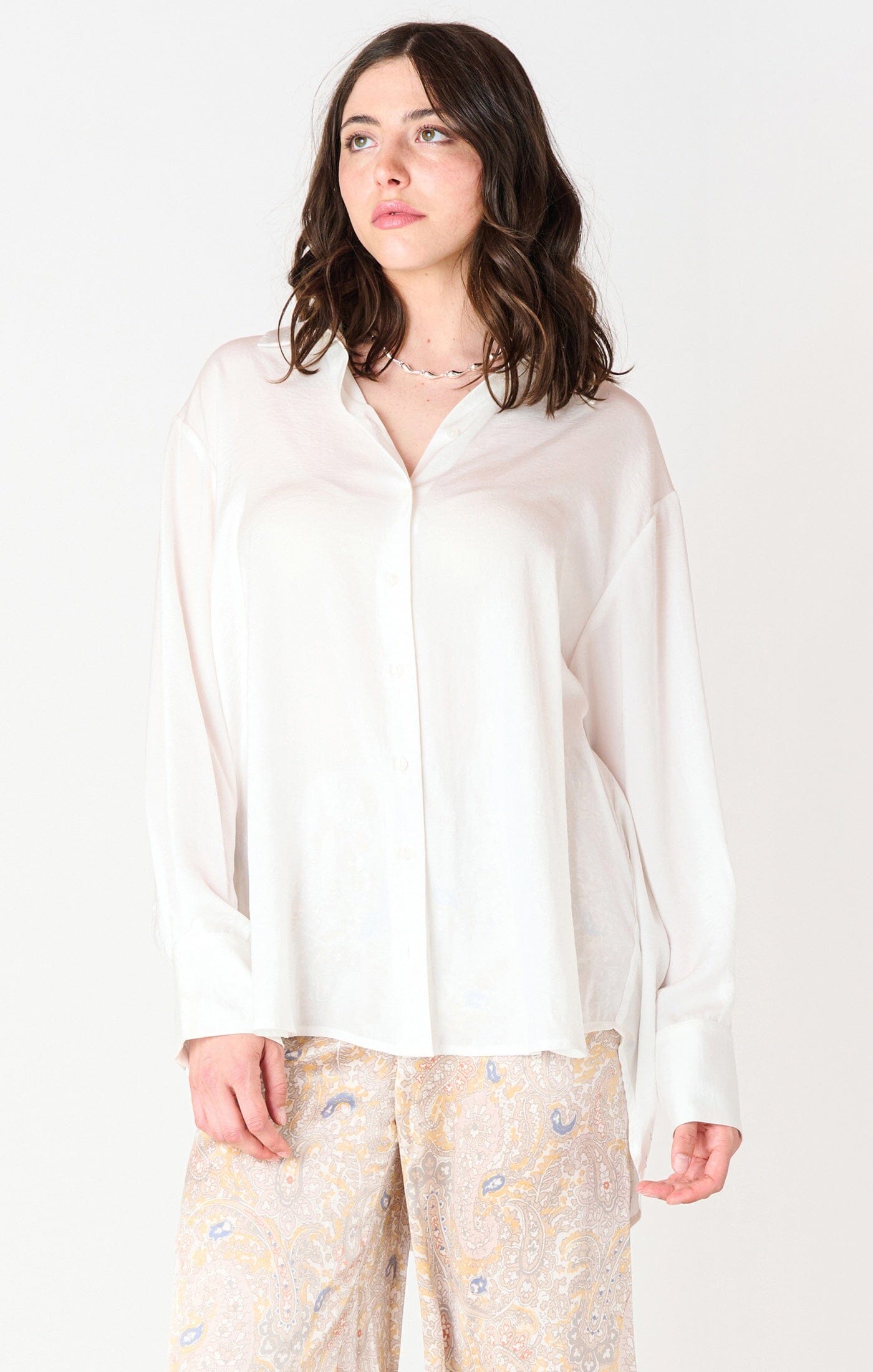 WHITE SATIN BLOUSE Top Dex 