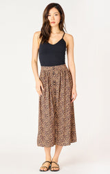 BUTTON FRONT LEOPARD MIDI SKIRT Skirt Dex 