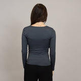 SWEETHEART NECKLINE LONG SLEEVE TOP (GREY) Top SECOND SKIN 