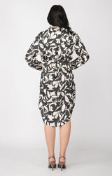 PRINTED SATIN SHIRT DRESS Dress Dex 