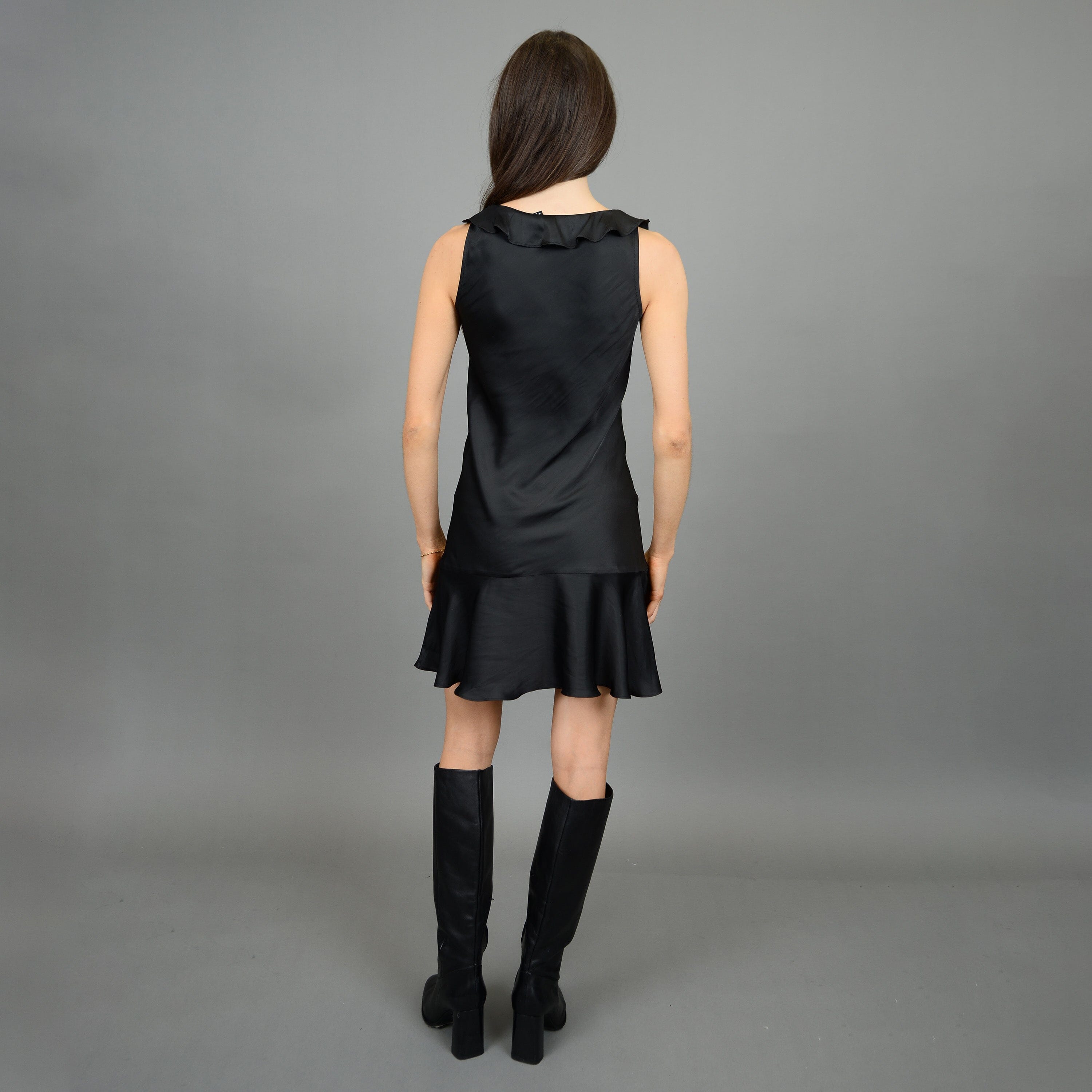 RUFFLE FRONT BLACK DRESS Dress RD STYLE 