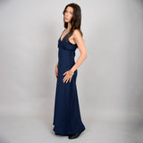 NAVY SILKY MAXI DRESS Dress RD STYLE 