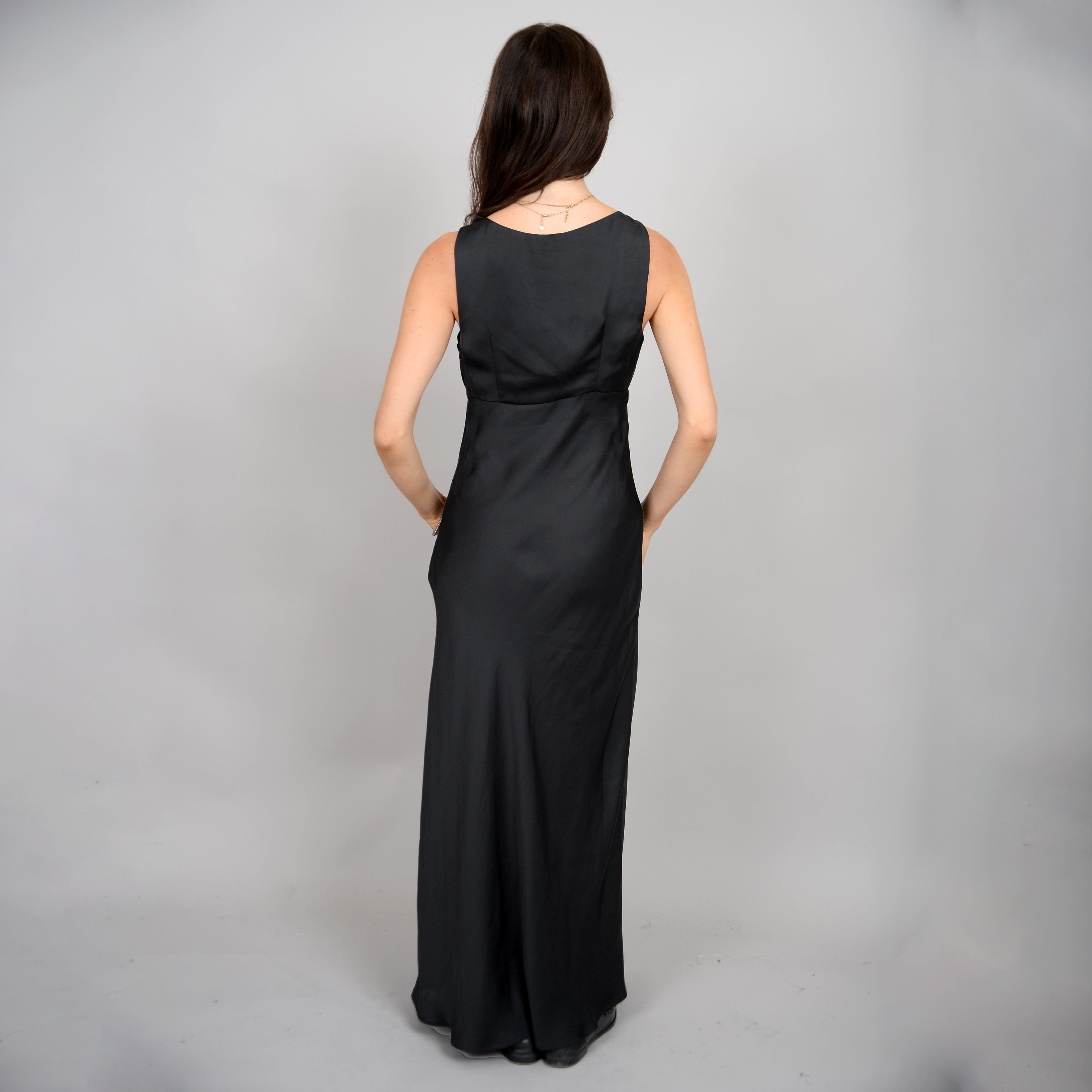 BLACK SILKY MAXI DRESS Dress RD STYLE 