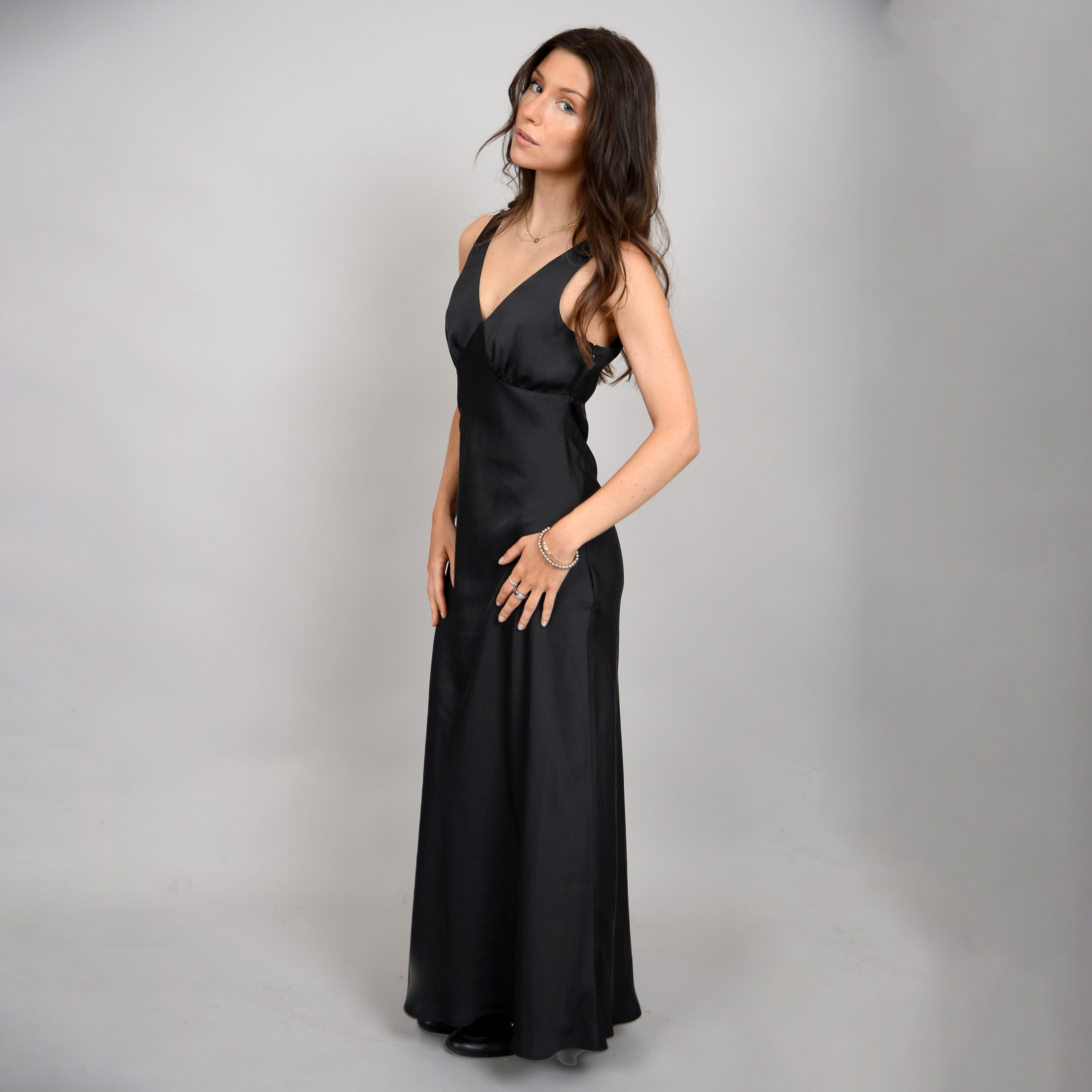 BLACK SILKY MAXI DRESS Dress RD STYLE 