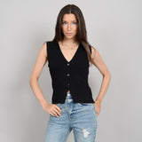 SLEEVELESS BUTTON DOWN VEST Top RD STYLE 