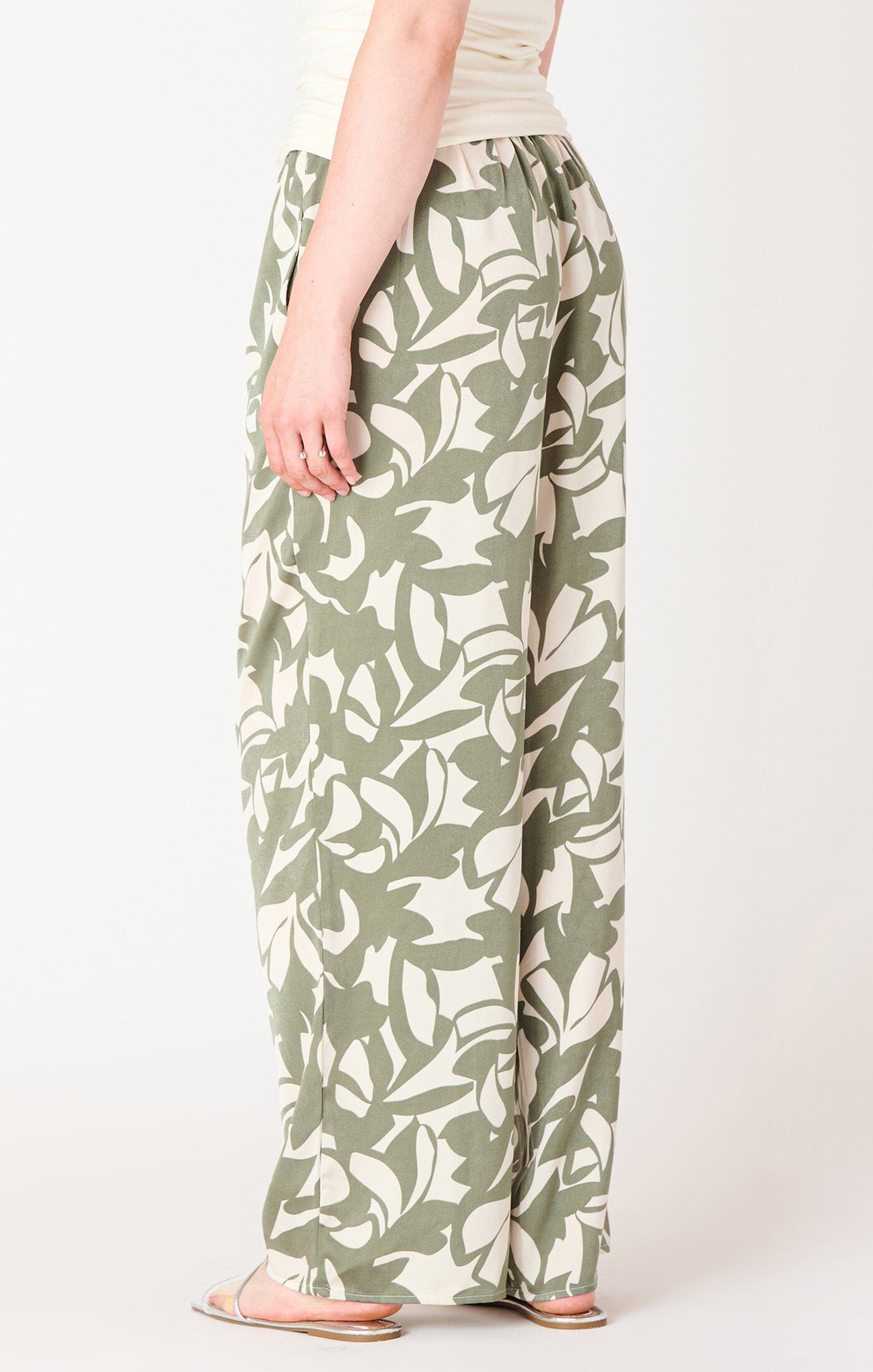 SAGE FLORAL SATIN TROUSER PANT Dex 