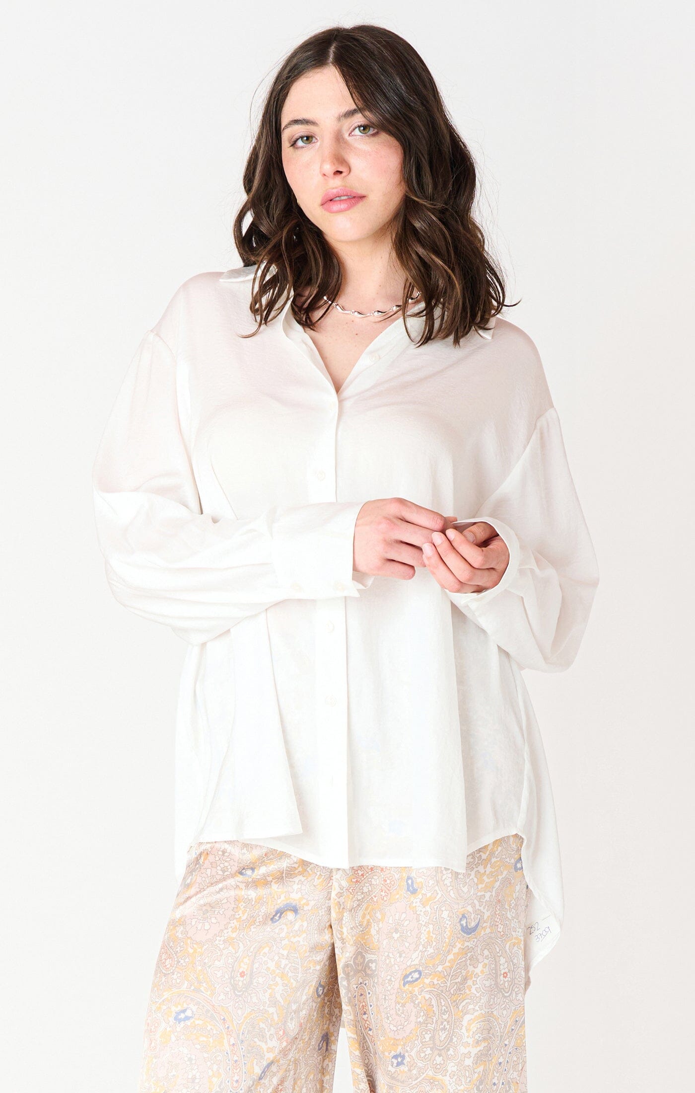 WHITE SATIN BLOUSE Top Dex 