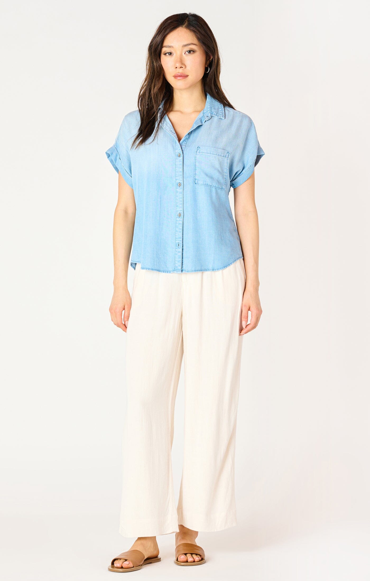 SHORT SLEEVE LIGHT CHAMBRAY SHIRT Top Dex 